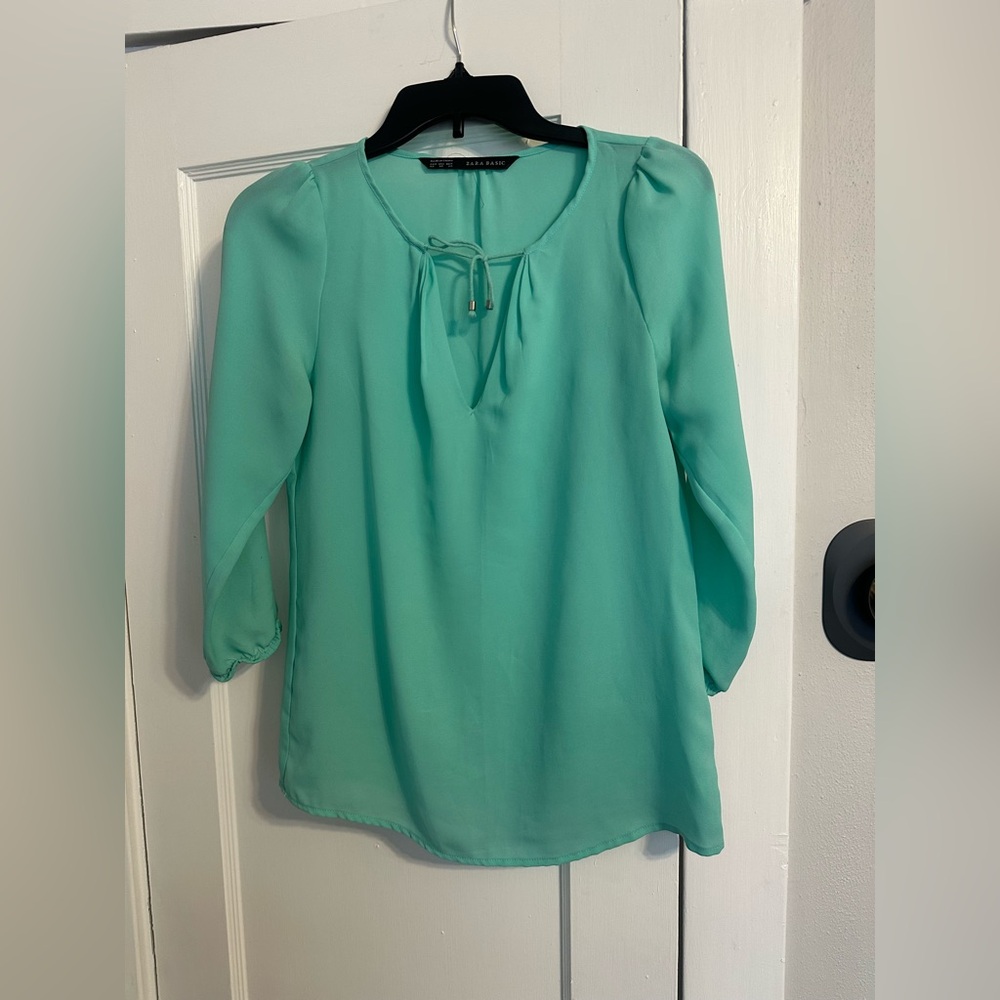 Zara Aqua Blouse